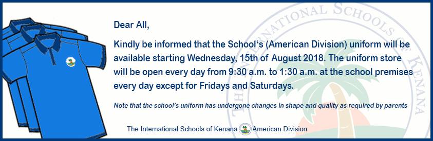 International School of kenana | American Division - The American Division Uniform