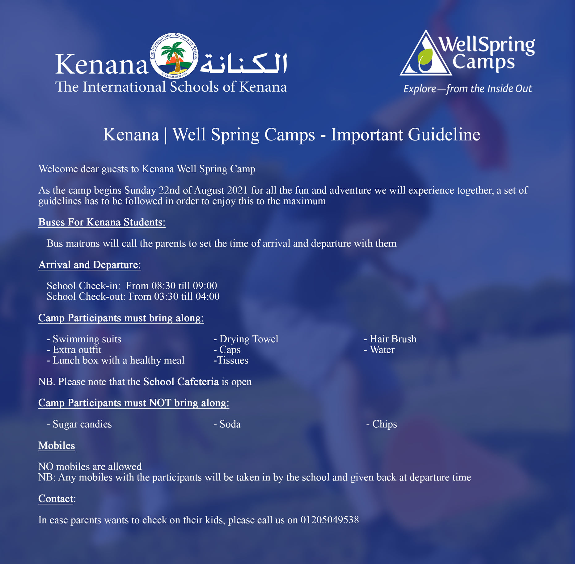 Kenana Well Spring Camp Guidelines